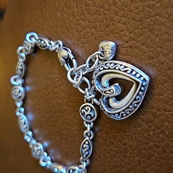 BRIGHTON Dainty Ellington Double Heart Charm Scroll Tennis Bracelet - Picture 5 of 6